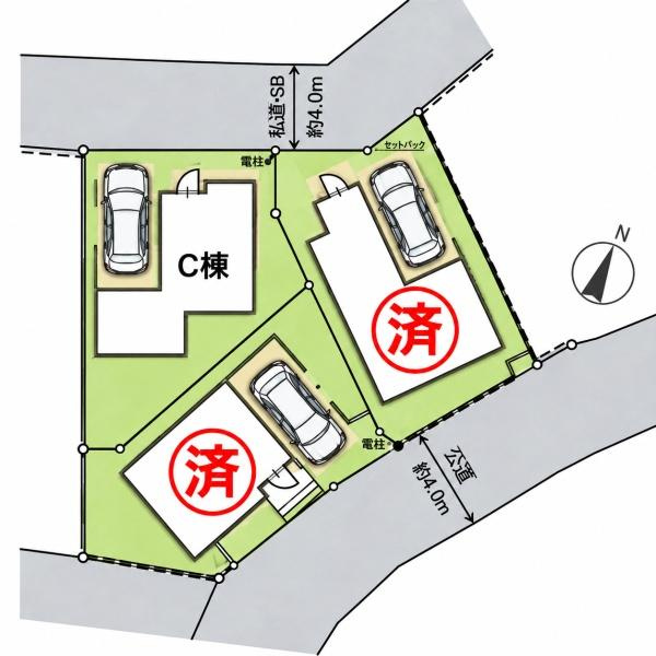 横浜市港南区港南１丁目の新築一戸建の区画図|全3区画のC号棟になります。
是非現地をご覧ください！