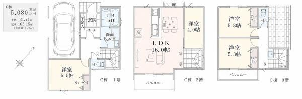 横浜市港南区港南１丁目の新築一戸建の間取り|使い勝手の良い3SLDK
お気軽にお問い合わせください。