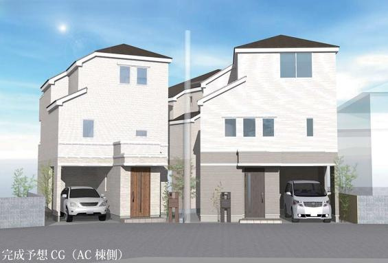 横浜市港南区港南１丁目の新築一戸建の完成予想図|外観のイメージパースです。
スタイリッシュな外観で完成が楽しみです。