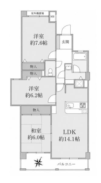ヴァルシオン生駒の間取り