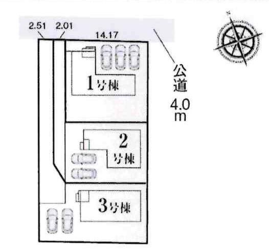 豊川市伊奈町平内59期　全3棟・2号棟の区画図