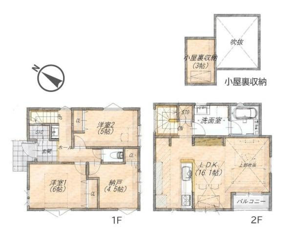 川崎市高津区梶ケ谷３丁目の新築一戸建の間取り