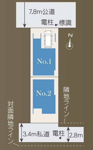 【横浜市鶴見区矢向5丁目7-10全2棟新築戸建て】★仲介手数料無料★（矢向小学校・矢向中学校）の区画図