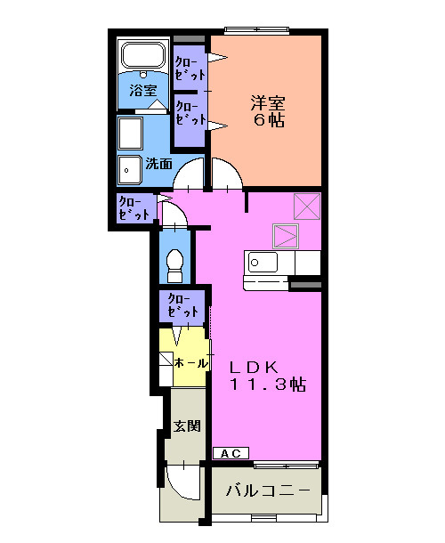 一宮市妙興寺１丁目のアパートの間取り|間取図
