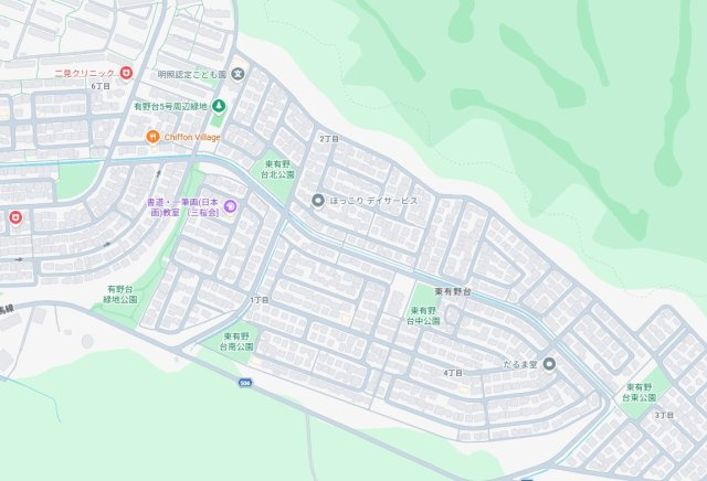 神戸市北区東有野台　新築一戸建ての地図