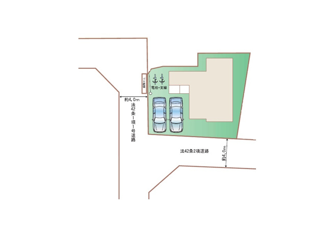 【区画図】 | 富士見市水谷東3丁目　新築一戸建住宅　全1棟　(志木本店) | カースペース並列2台分を確保したゆとりある敷地。約40坪の敷地を活かし、住まいの周りにもゆとりを感じられる区画です。
