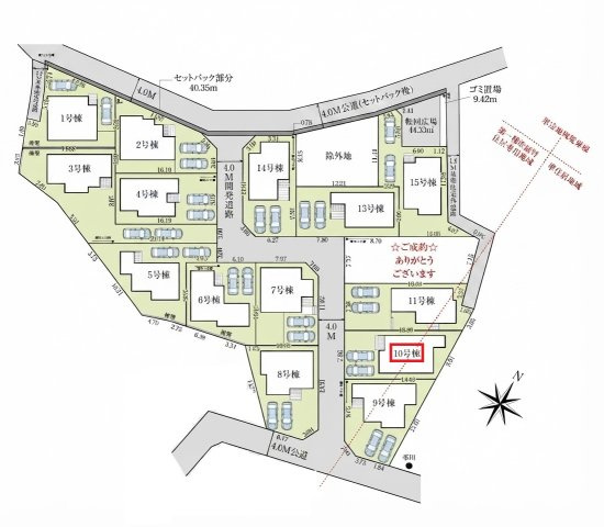 入間市高倉5丁目・全15棟　新築一戸建　10号棟の区画図|【全15棟・10号棟】
並列駐車2台可能です。