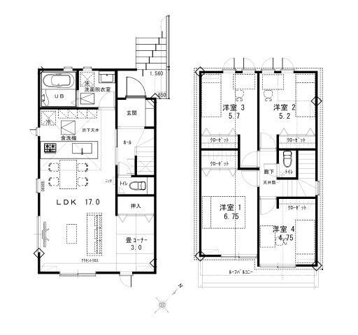 福岡市東区若宮3丁目第1-2棟（1号棟）の間取り