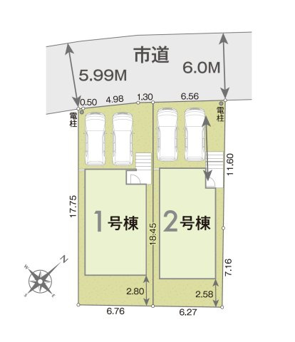 福岡市東区若宮3丁目第1-2棟（1号棟）の区画図|配置図（1号棟）