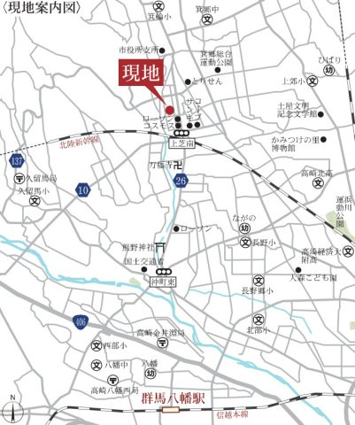 【新築】高崎市箕郷町上芝第4　３号棟(全５棟)　リーブルガーデン　新築建売分譲の地図