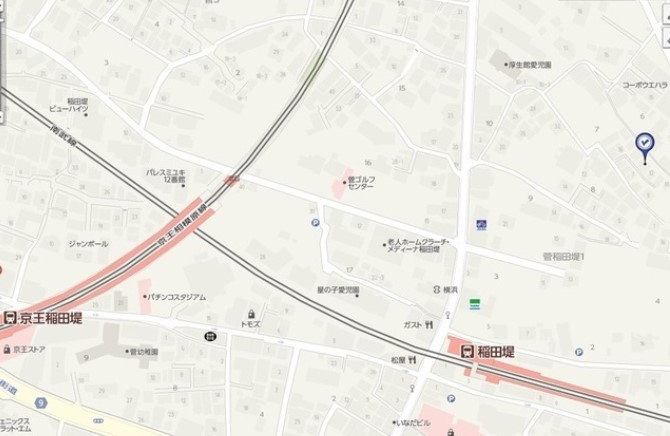川崎市多摩区菅稲田堤１丁目のアパートの地図