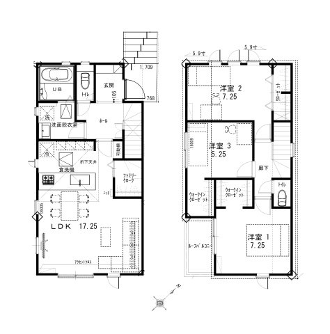 福岡市東区若宮3丁目第1-2棟（2号棟）の間取り|全居室収納付きで便利です。