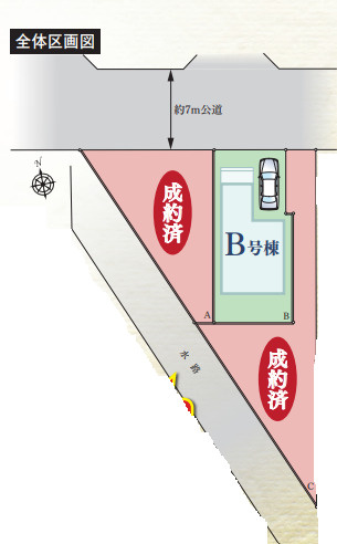 藤沢市鵠沼海岸５丁目　新築戸建　全3棟B号棟の区画図