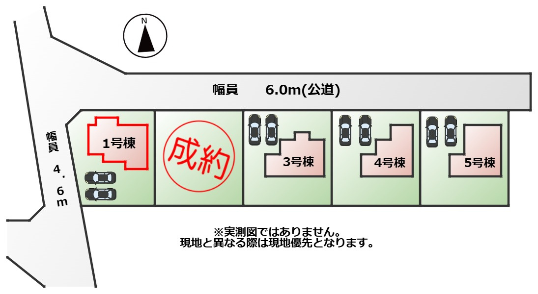 ワイウッドコート下都賀郡壬生町安塚第3期の区画図|【全5棟】各号棟の詳細については、お気軽にお問い合わせください♪