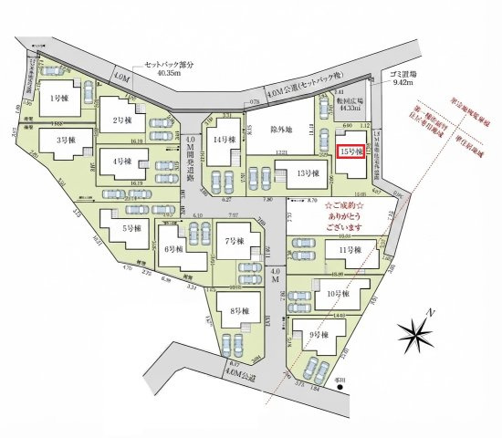 入間市高倉5丁目・全15棟　新築一戸建　15号棟の区画図|【全15棟・15号棟】
縦列駐車2台可能です。