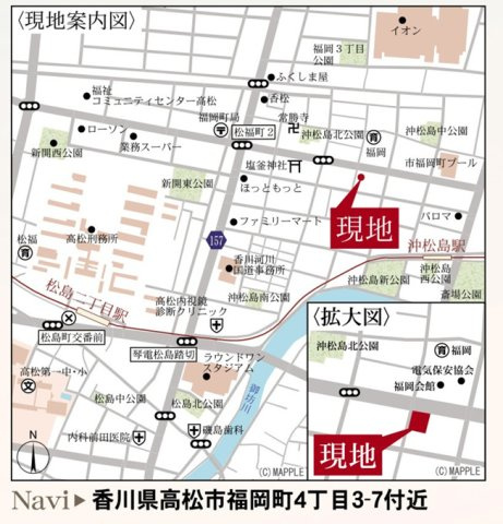 リーブルガーデン高松市福岡町第五◇2026年度補助金対象の長期優良住宅です！の地図|カーナビ表示：高松市福岡町４町目