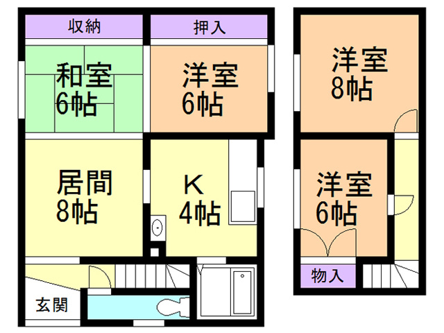 室蘭市高砂町３丁目１６-7戸建の間取り