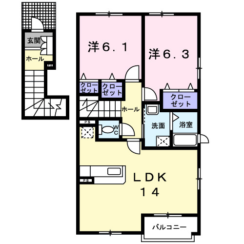 タウンコート学研台の間取り