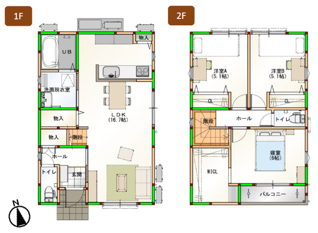 【間取り】 | 八尾市沼1丁目　1号地 | 並列駐車2台OK！2階建て♪全洋室3LDK♪ZEH水準省エネ住宅☆オール電化☆寝室に広いウォークインクローク付き！食洗機・浴室乾燥機完備☆※同仕様モデルハウスのご内覧可能です♪
