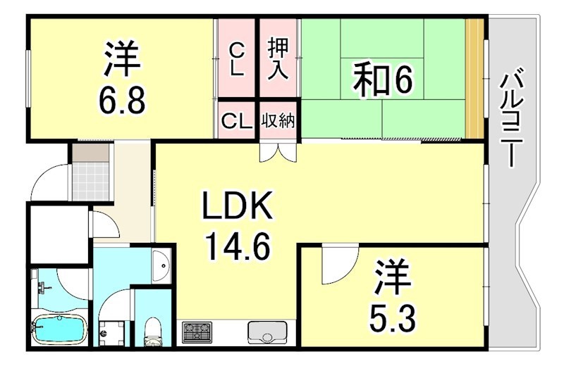UR武庫川 28号棟の間取り