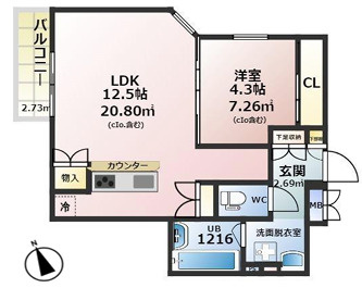 リファインド武庫川Ⅱの間取り