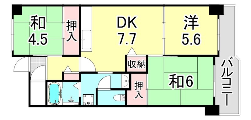 UR武庫川 4号棟の間取り