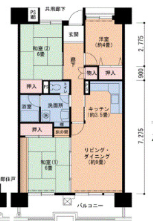 UR武庫川 18号棟の間取り