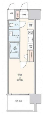 大阪市中央区瓦屋町１丁目の賃貸マンションの間取り