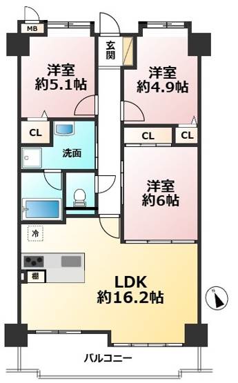【間取り】 | エンゼルマリナコート姪浜参番館