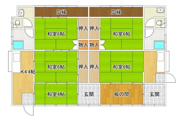 大黒町 平屋二戸一戸建の間取り