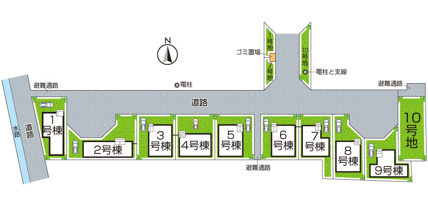 即日案内可能■久世郡久御山町下津屋　第2期　新築一戸建ての区画図|全10区画