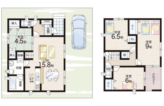 久世郡久御山町下津屋　第2期　新築一戸建ての間取り|5号地