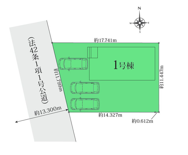 【区画図】 | リナージュ前橋市朝日が丘町01期ー① | カースペースは並列2台以上駐車可能！