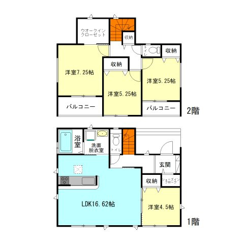 【間取り】 | ハートフルタウン前橋市南町3丁目70ーA | 全居室南向きのモダンな洋室仕様！
水回りを最短距離で結んだラクラク家事同線！