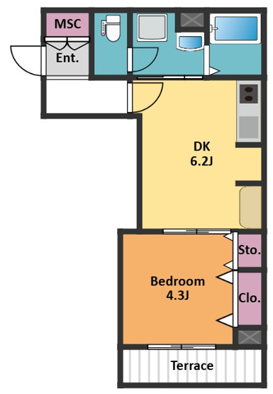 【間取り】 | CASA FORTUNA | 1DK