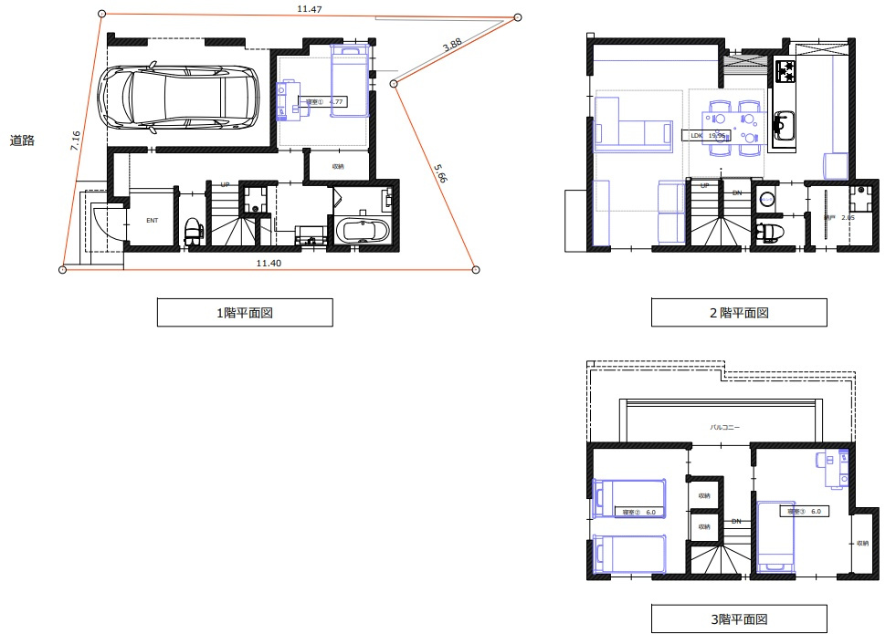 伊丹市池尻　新築一戸建ての間取り