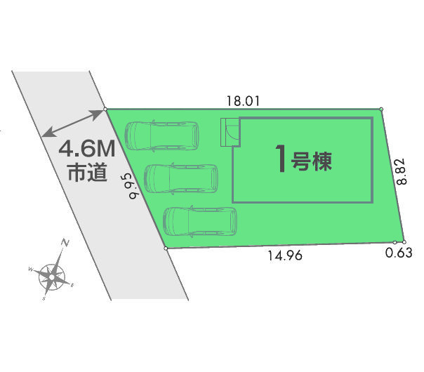 【区画図】 | リナージュ高崎市栗崎町01期ー① | カースペースは並列3台駐車可能！
