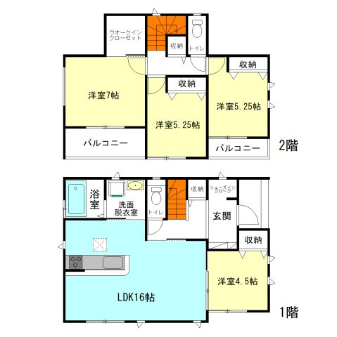 【間取り】 | ハートフルタウン高崎市小八木町20ーB | 全居室南向きのモダンな洋室仕様！
水回りを最短距離で結んだラクラク家事同線！