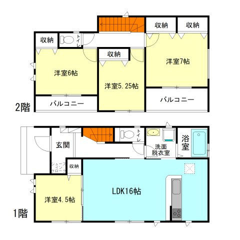 【間取り】 | ハートフルタウン高崎市新保町13ーA | 全居室南向きのモダンな洋室仕様！
水回りを最短距離で結んだラクラク家事同線！