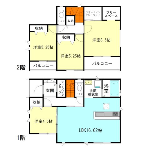 【間取り】 | ハートフルタウン前橋市朝倉町3丁目11ーA | 全居室南向きのモダンな洋室仕様！
シューズインクロークやウォークインクローゼット、フリースペース完備！