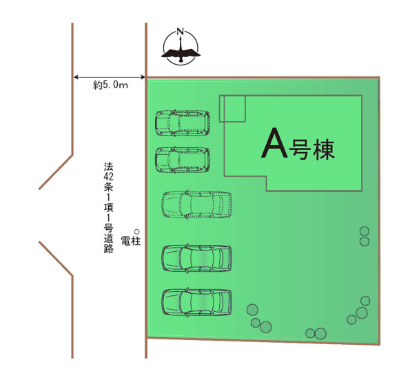 【区画図】 | ハートフルタウン前橋市朝倉町3丁目11ーA | 82坪の広々敷地！カースペースは並列5台駐車可能！
