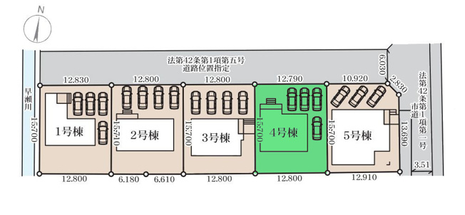 【区画図】 | リーブルガーデン.S高崎市箕郷町上芝第4ー④ | カースペースは並列3台駐車可能！