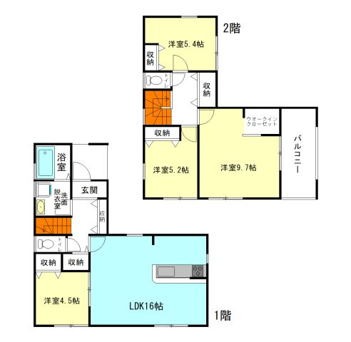 【間取り】 | リーブルガーデン.S高崎市箕郷町上芝第4ー① | モダンな洋室仕様の4LDK住宅！
9.7帖主寝室にはウォークインクローゼット完備！
