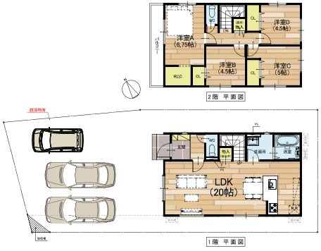 宝塚市中州　第1期　新築一戸建ての間取り|1号地