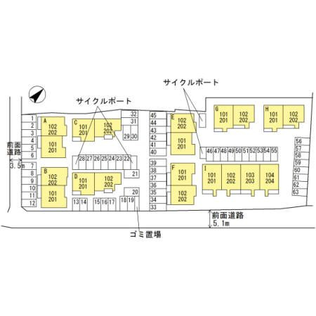 HEARTY'S　ENT　E棟の区画図