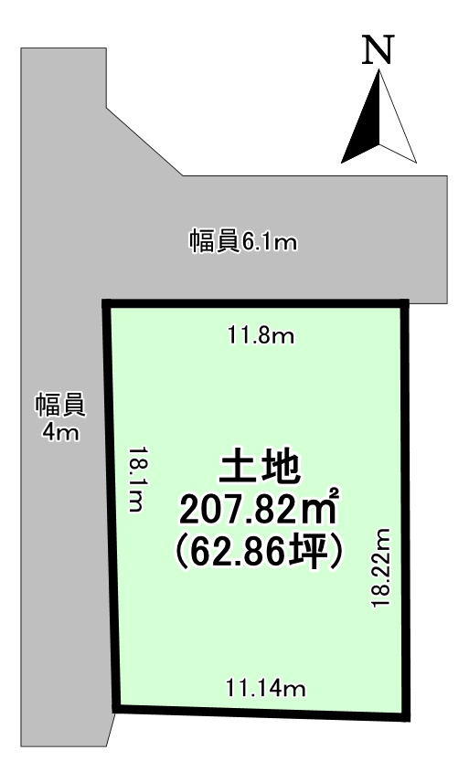売土地　橿原市四分町の土地図|土地面積:207.82ｍ2