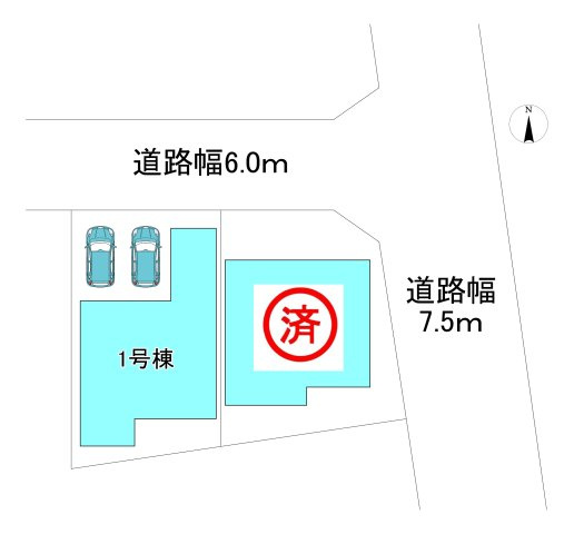 【同施工物件ご案内可能】知多市八幡字竹後　全２棟の区画図|全体区画数｜全2棟
◆駐車2台可能！(但し、車種による)
◎まずは、お気軽にお問い合わせください。現地を案内しながら周辺環境も見て頂けます。
