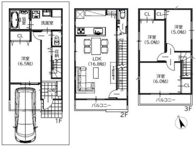 西宮市笠屋町　新築一戸建ての間取り|A号地