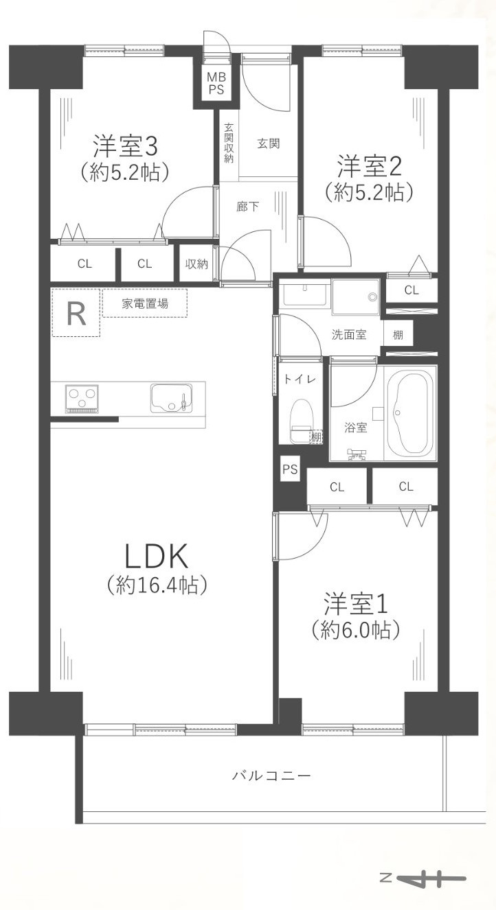ファミールハイツ北大阪2号棟の間取り
