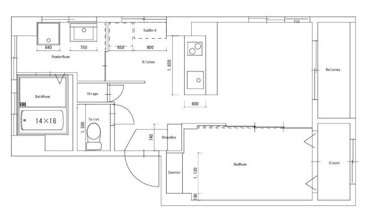 高徳マンションの間取り